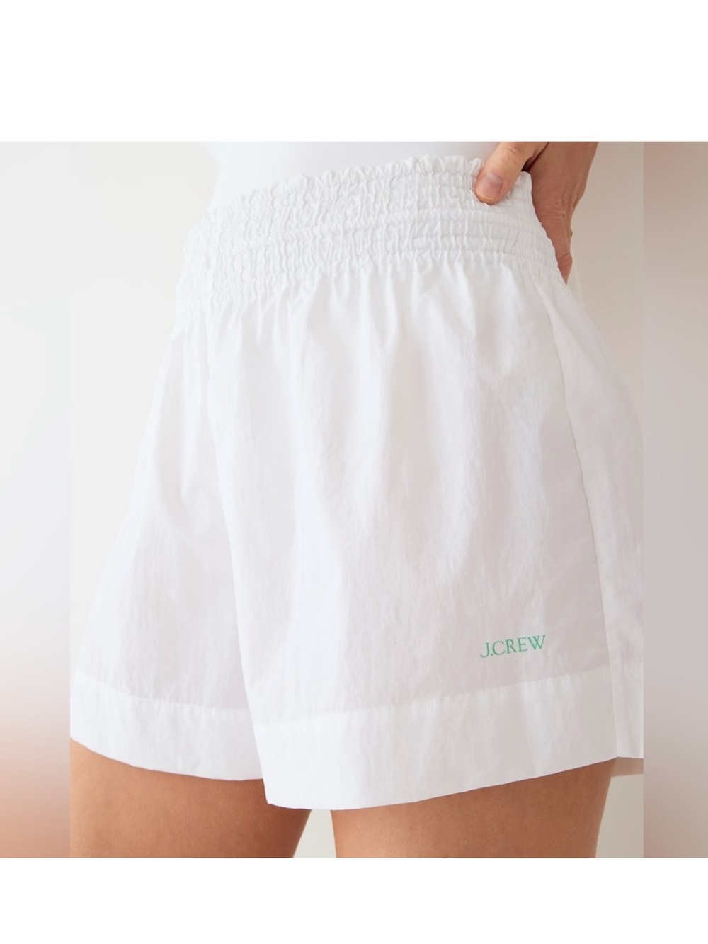 J.Crew White Smocked Beach Shorts Size Large L cover up